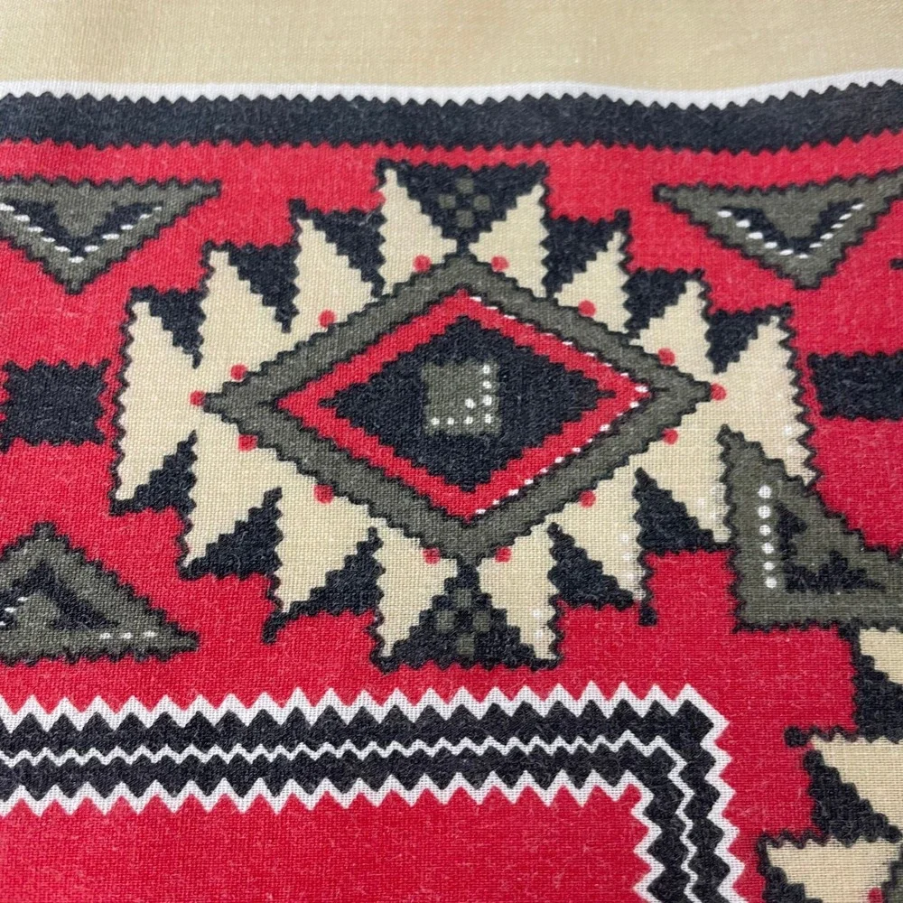 Vintage Southwestern Bandana Square Scarf Unisex Men Women Cream Red Retro Red